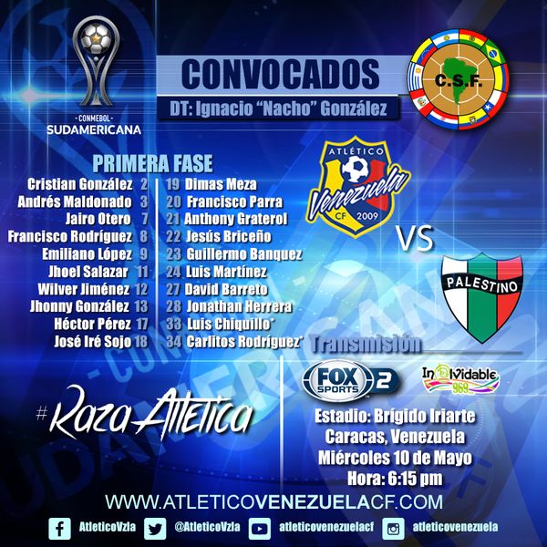 MSC Noticias - Convocados-vs-PALESTINO FC Atletico Venezuela Futbol 